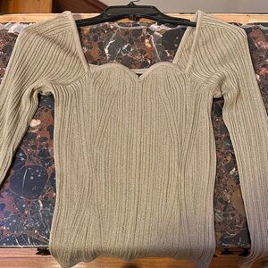 Banana Republic Off-the-Shoulder Ribbed Sweater — Beige